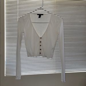 Long Sleeve Button-Up V-Neck